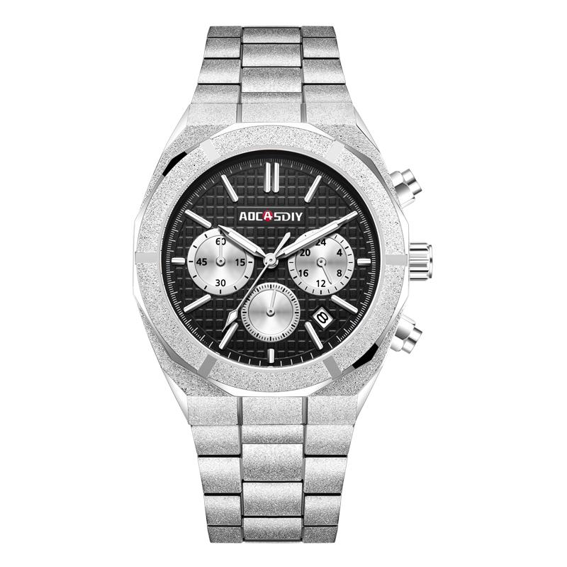 New Fashion Men's Business Quartz Watches Stainless Steel Belt Multi-Functional Waterproof Sports Watch Relogios Masculino