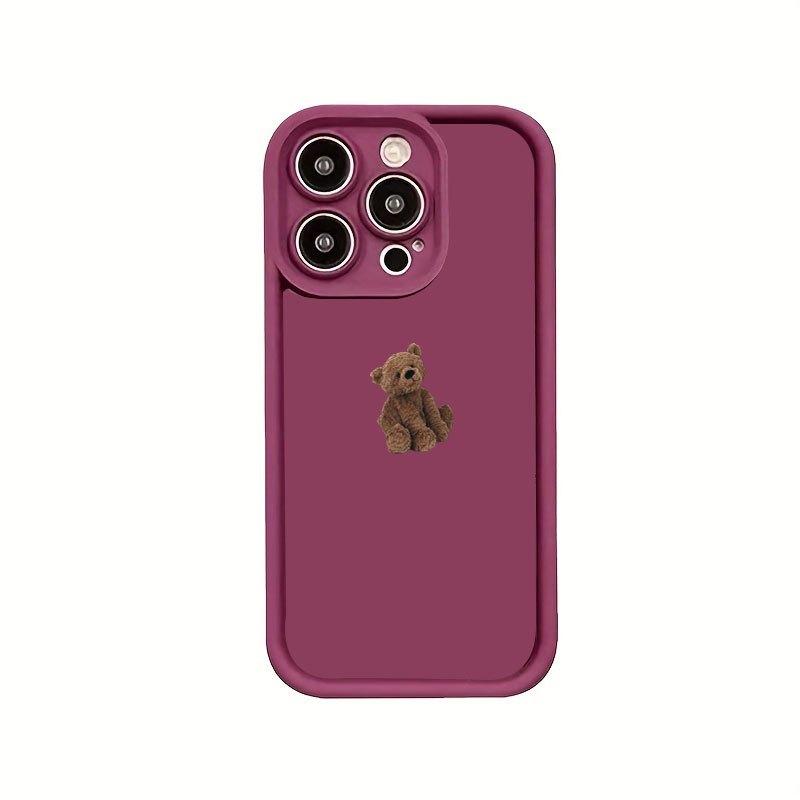 Brown plush teddy bear phone case suitable for iPhone 17 16 15 14 13 12 11 Pro/Max/Plus anti drop and shockproof back cover