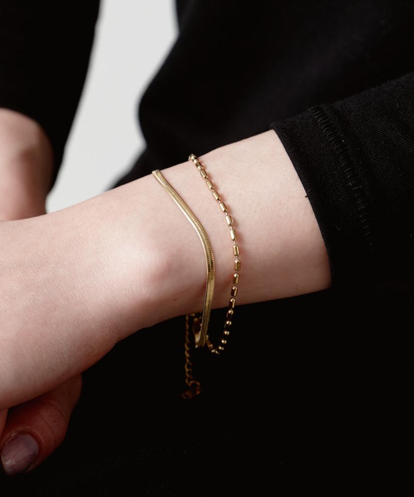 Novice Tokyo Bar & Snake Double Chain Bracelet [Stainless] / Gold