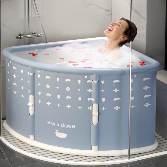 Fächerförmige Faltbare Badewanne Tragbare Badewanne für Erwachsene Große Zusammenklappbare Wanne Freistehende Umrandung Zusammenklappbare Wanne Müheloses Falten Eckbadewanne