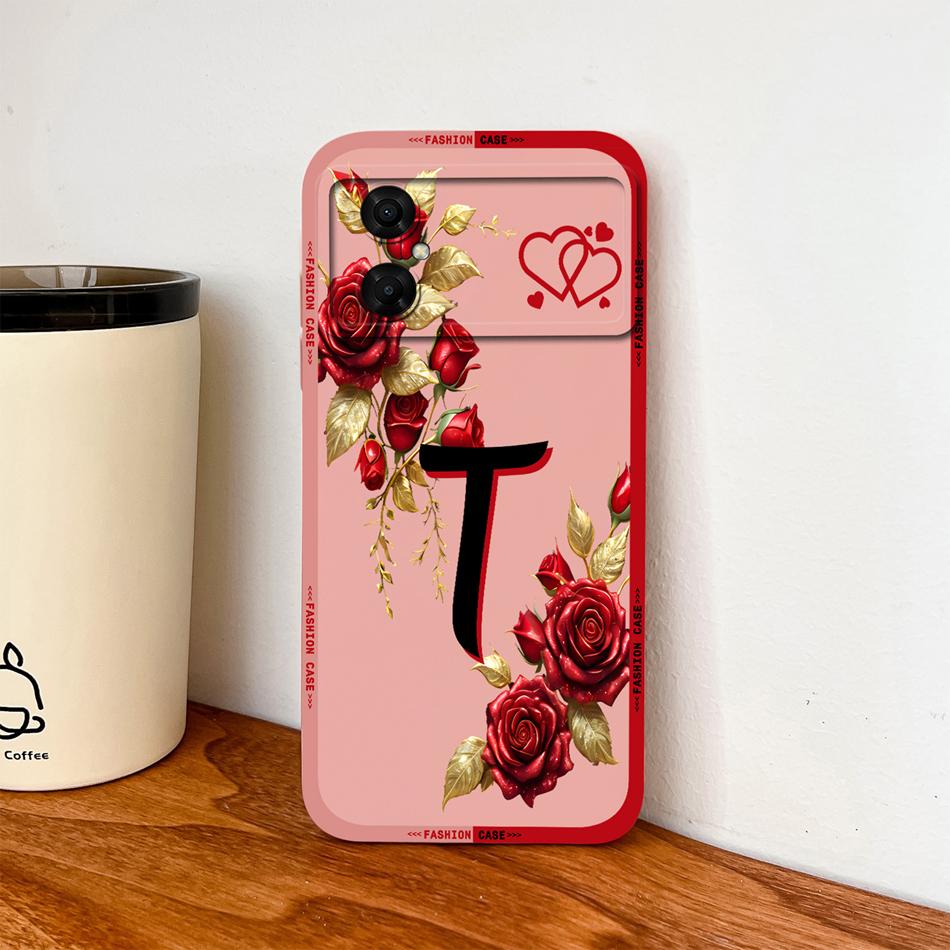 Case For Xiaomi Poco M4 M3 Pro Luxury Rose Letters Soft Smooth Liquid Silicone Housing For Poco M 4 M 3 Lightweight Phone Cover