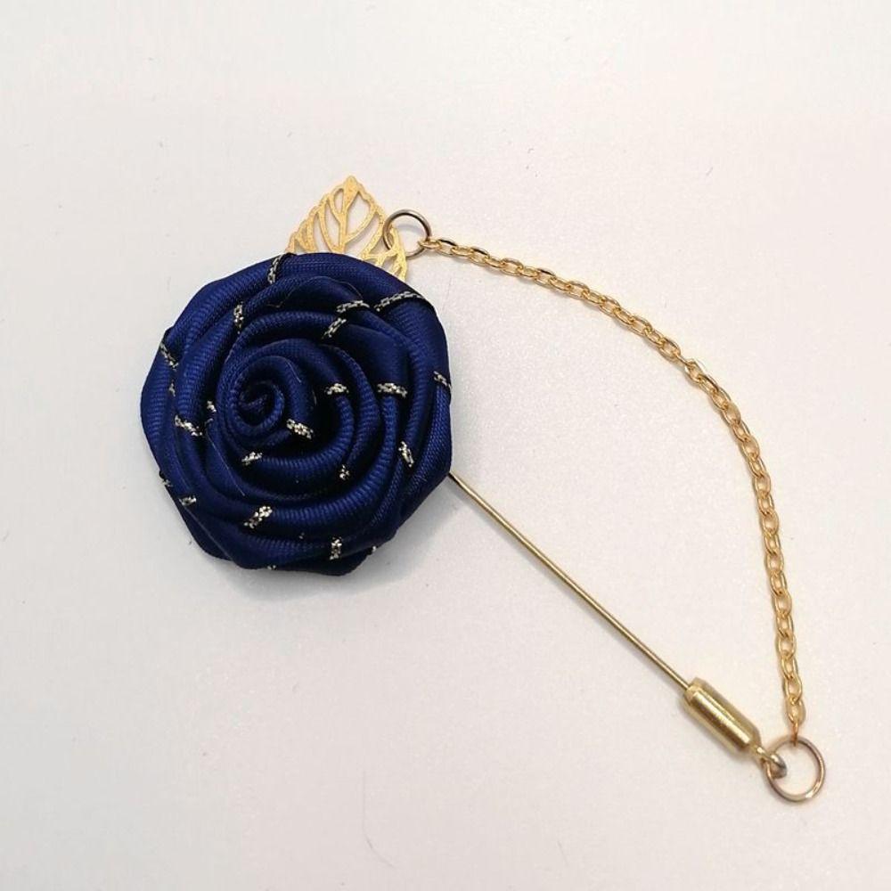 Accessories Personality Men Corsage Rose Collar Needle Cloth Floral Badge Leaf Lapel Decoration