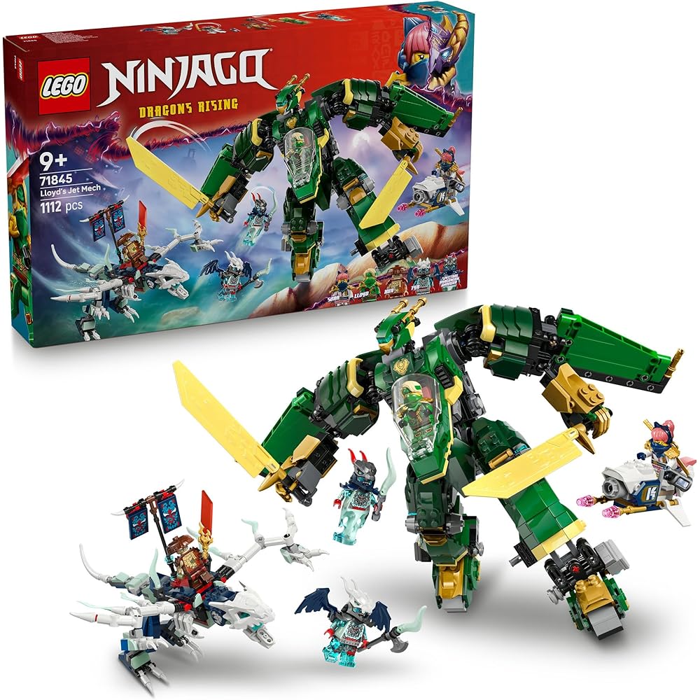 LEGO Ninjago Lloyd s Green Jet Mech Building Set Toy for Kids Ages 9-11, Includes Vehicle and Robot Features, 71845