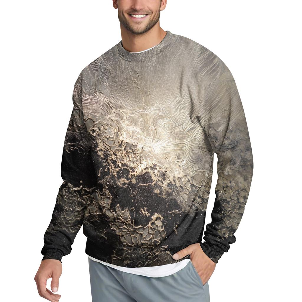 Men's Casual Fashion Printed Round Neck Pullover Sweatshirt
