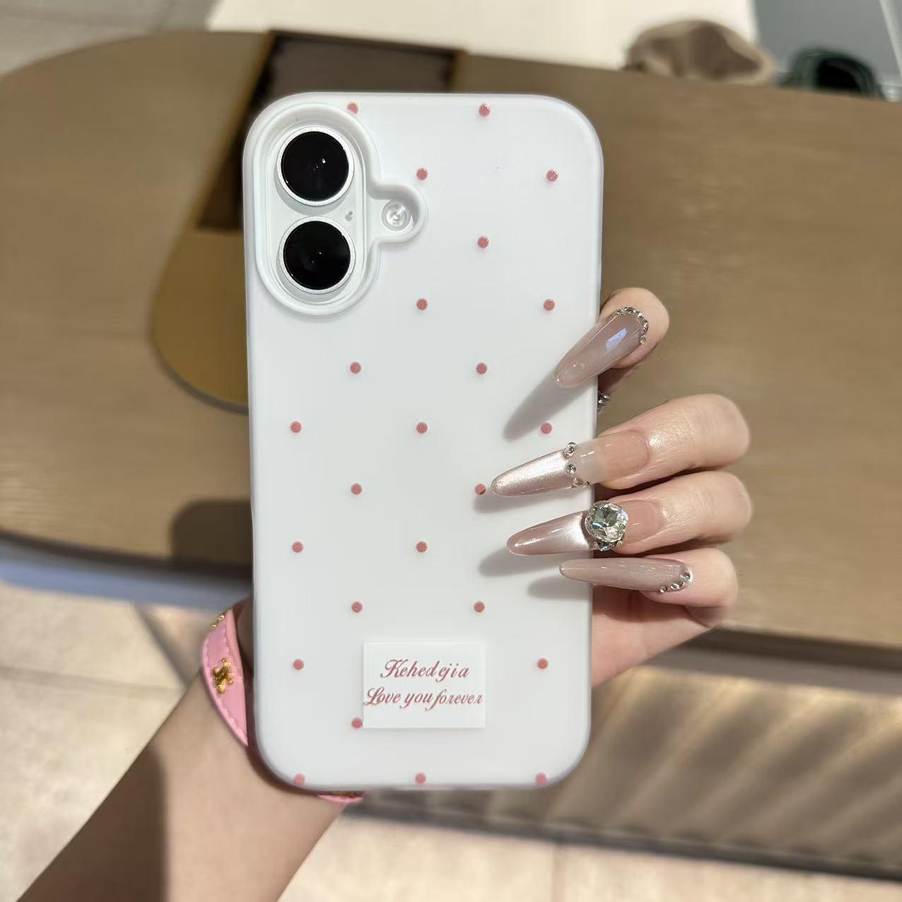 

Korean Style Polka Dot iPhone 16/17 Pro Case: Apple 15 Skin-Feel, Two-in-One for Models 14P, Women s 13 11 Pro Max