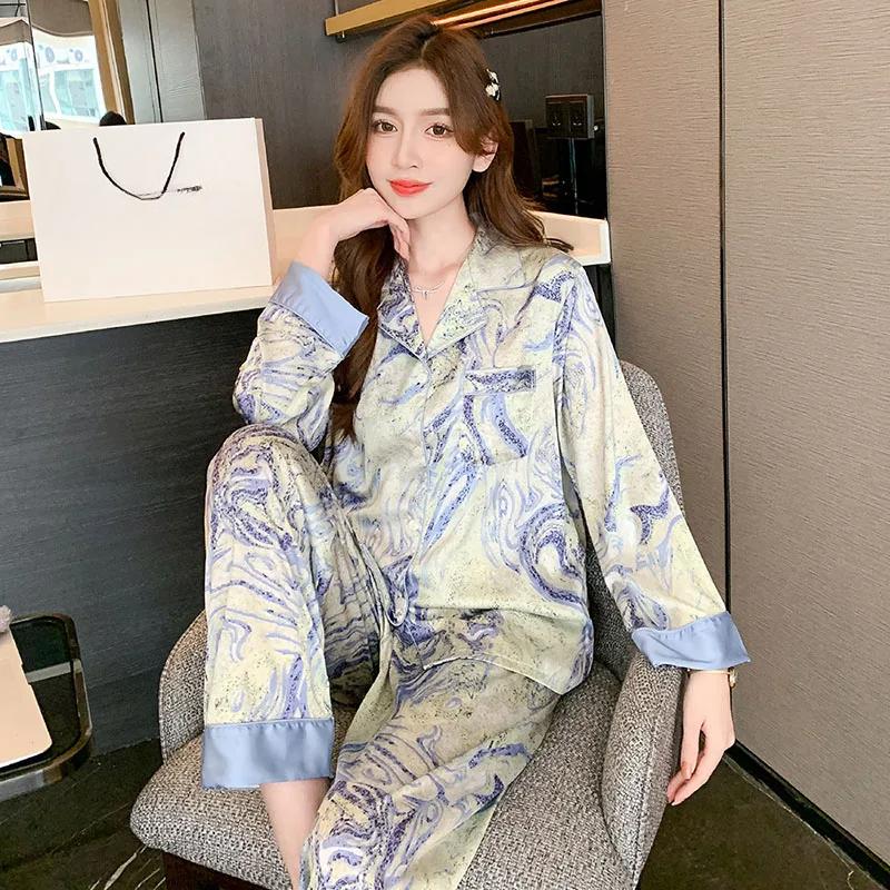 Sets Ladies Cardigan Star River Long Sleeve Long Trousers Sweet Student Homewear Two Sets Large Cute Pajamas Fall Winter