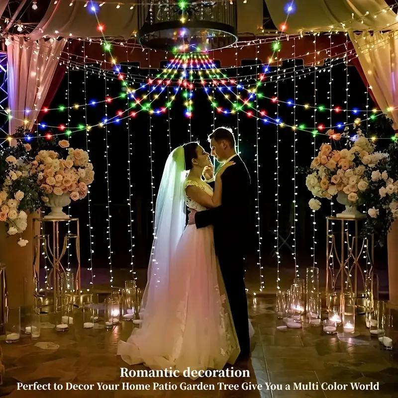 2M 180 LED Christmas String Lights Waterfall Lights 8 Modes USB Fairy Lights For Indoor Outdoor Garden New Year Christmas Decor