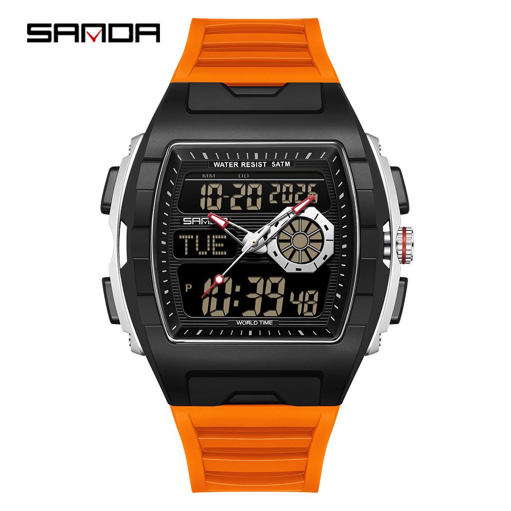 Sanda Trendy Multifunctional Sports Watch with Countdown, Snooze & Luminous Waterproof Features for Students - Model 3397