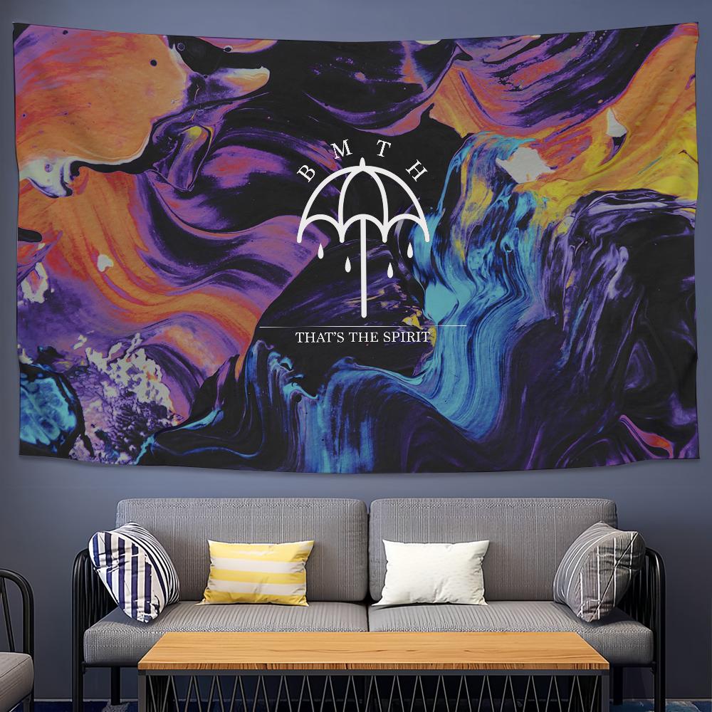 Band B-Bring Me The H-Horizon Cool Tapestry Background Hanging Cloth Bedroom Tapestry Room Decor Aesthetic Tapestry Wall Hanging 100X70CM