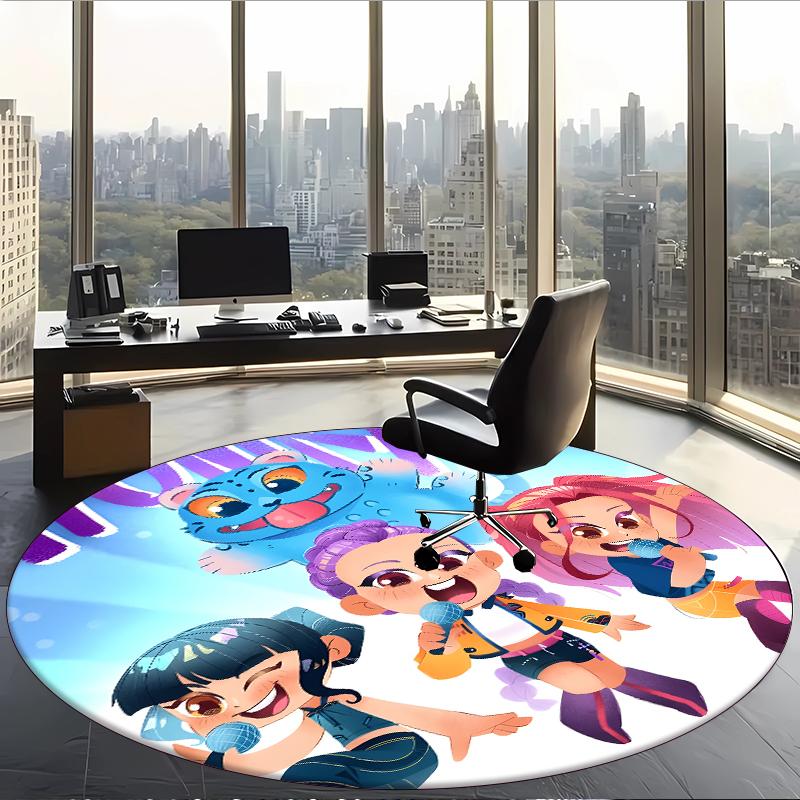 Huntrix (245) Round Office Rug Decorative Floor Rug for Office Bedroom Living Room and Home Space