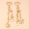 Pretty Alloy Love Heart Key Chain Pearl Beads Key Ring Pendants for Women Girls Handbag Decor DIY Handmade Jewelry Gifts