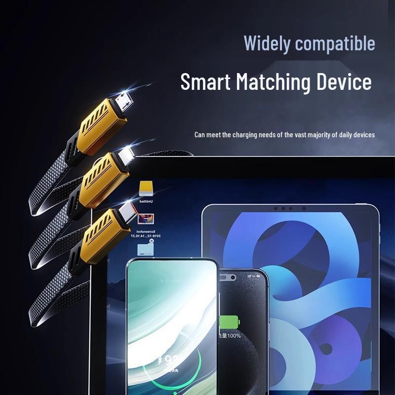 Three-in-One Braided Charging Cable for Apple, Huawei, and TYPE-C Devices - Super Fast Charging