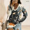Plus Size Women V Neck Long Sleeve Button Detail Loose Stylish Comfortable Casual Daily Ladies Top