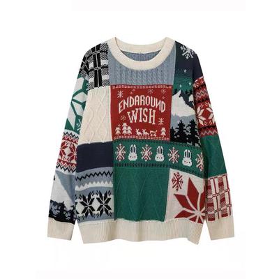 Pull de noël moche mignon Harajuku lapin hauts femmes lâche haute rue tricot pull neige pull nouvel an vêtements C-195