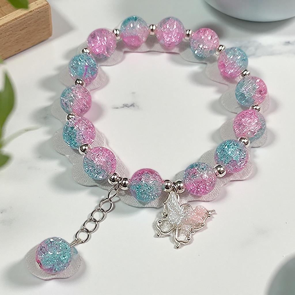 2026 Iridescent Butterfly Bracelet - Colorful 10mm Beads, Color-block Design, Cross-border Gift
