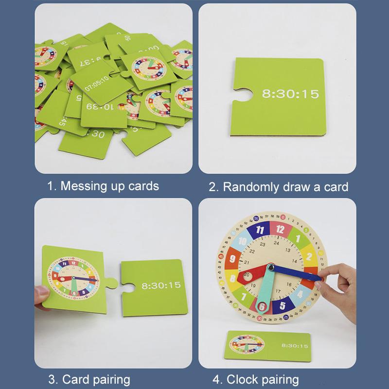 Children Montessori Clock Educational Toys Hour Minute Second Cognition Matching Puzzle Toys Kids Early Learning Teaching Aid