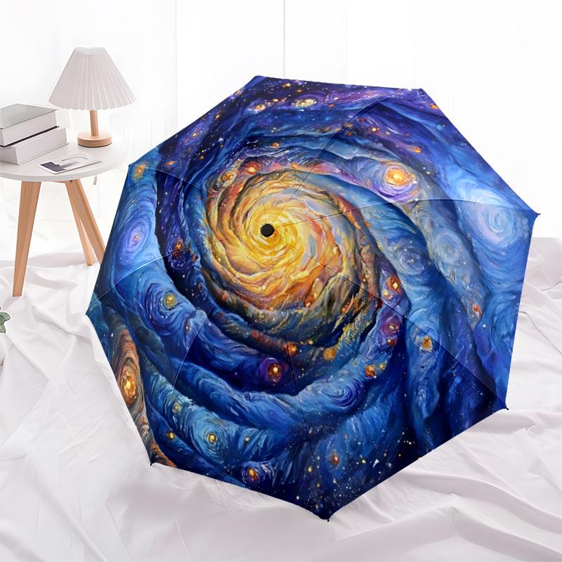 1pc Cosmic Spiral Automatic Umbrella - Automatic Opening And Closing, Sturdy Iron Frame, Portable Folding Design Yy251018178