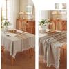 Table Runner With Fringe Long Natural Tassels Table Cover Washable Poly Cotton Tablecloth For Family Gatherings