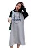 Fat mm medium and long knee-length fleece sweater dress women's 100kg large size autumn and winter new Korean version loose coat