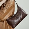 First Layer Crystal Vegetable Tanned Cowhide Retro Dumpling Bag Genuine Leather Shoulder Underarm Baguette Bag Hobo Women'S Bag