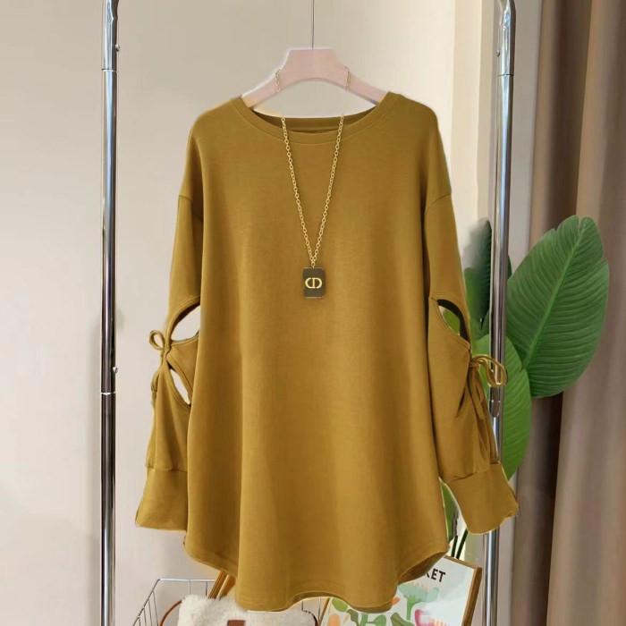 

Korean Style Women s Thin Long-Sleeved Shirt with Bow Tie Sleeves - Casual Spring & Autumn Trendy Commuting Top XXL