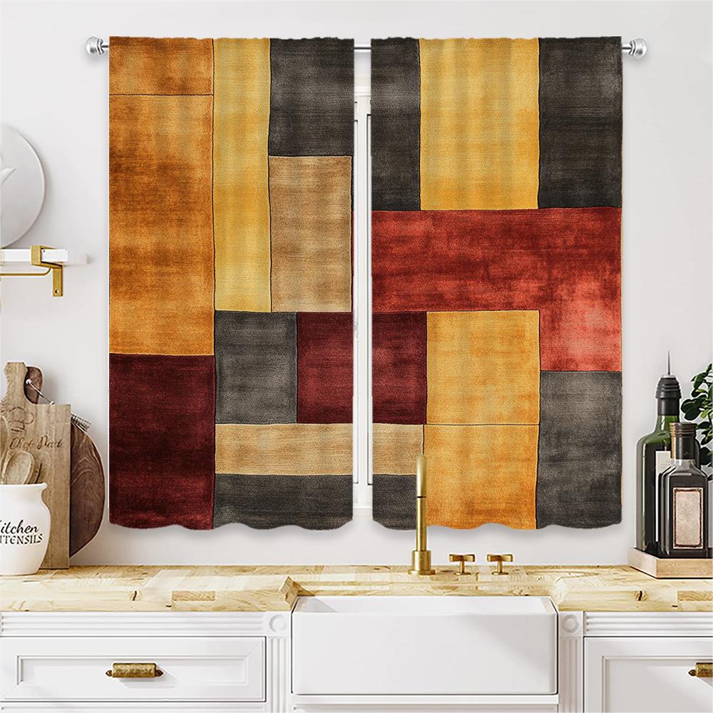 Piece Set High Definition Digital Printed Curtainmulticolored Patchwork Style Abstract Colorful Weave Pattern Rughome Decor Curtains Made Of Polyester