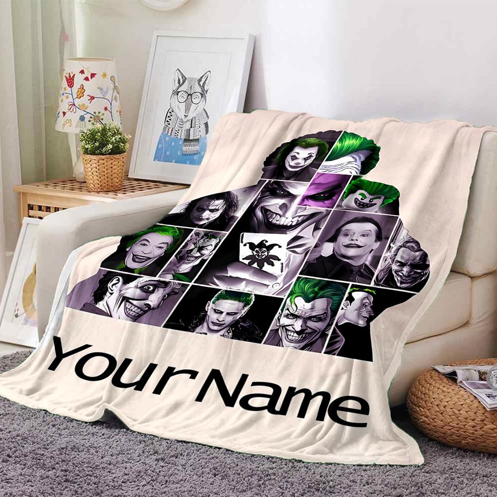 Customiz Name Personality Joker Blanket Soft &Warm Sofa Office Bed Travel Lunch Break Blanket, Gift Suitable All Seasons