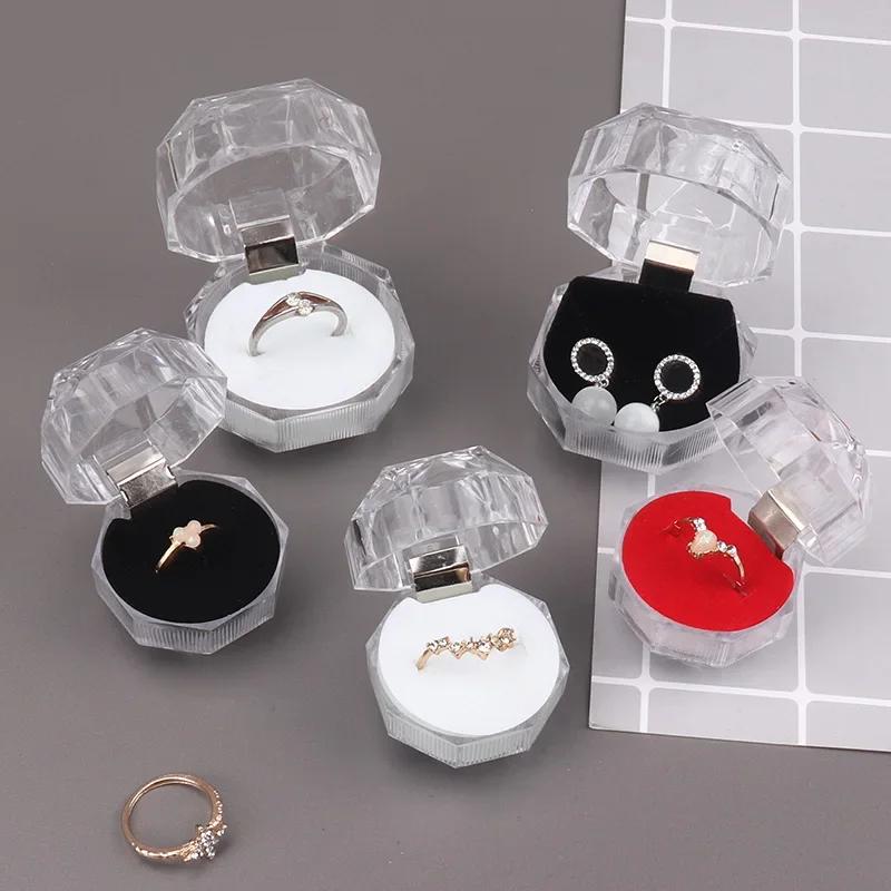 20 STÜCKE Acryl Kristall Ringboxen Aufbewahrungs-Präsentationsbox Aufbewahrungs-Organizer-Etui Transparente Verpackungsbox für Hochzeitsschmuck-Verpackung