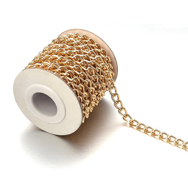 5 Yards/Roll Golden Silver Color Aluminium Twist Chains O-Shaped Chain for DIY Bracelet Necklace Jewelry Making Bag Accessories