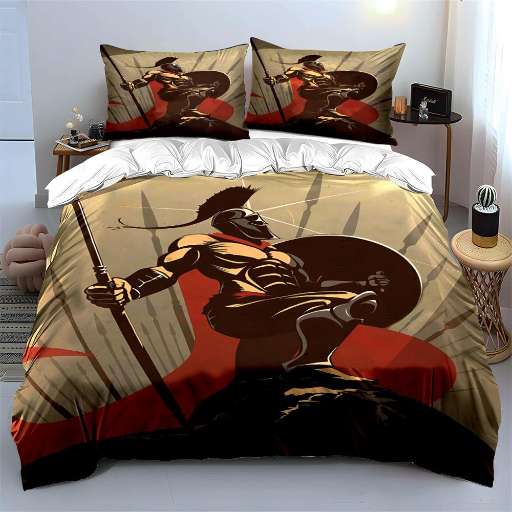 Warrior with spear motif. Bedding sets Duvet cover sets Duvet covers Pillowcases(1 * Duvet Cover 2 * Pillowcases without duvet insert)