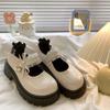 2025 New Heightened Platform Small Leather Shoes Women's French Medium Heel with Skirt Japanese Mary Jane Fashion Single Shoes Women