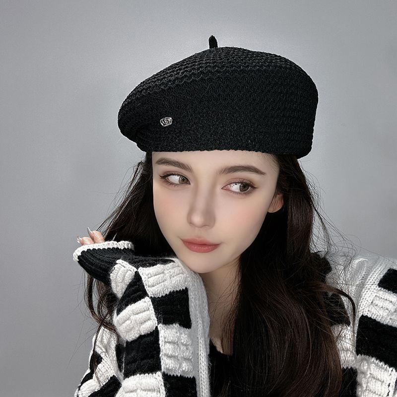 1PC Lightweight Photography Beret Elegance Comfortable Daily Outings Breathable Fashionable Polyester Knitwear Travel
