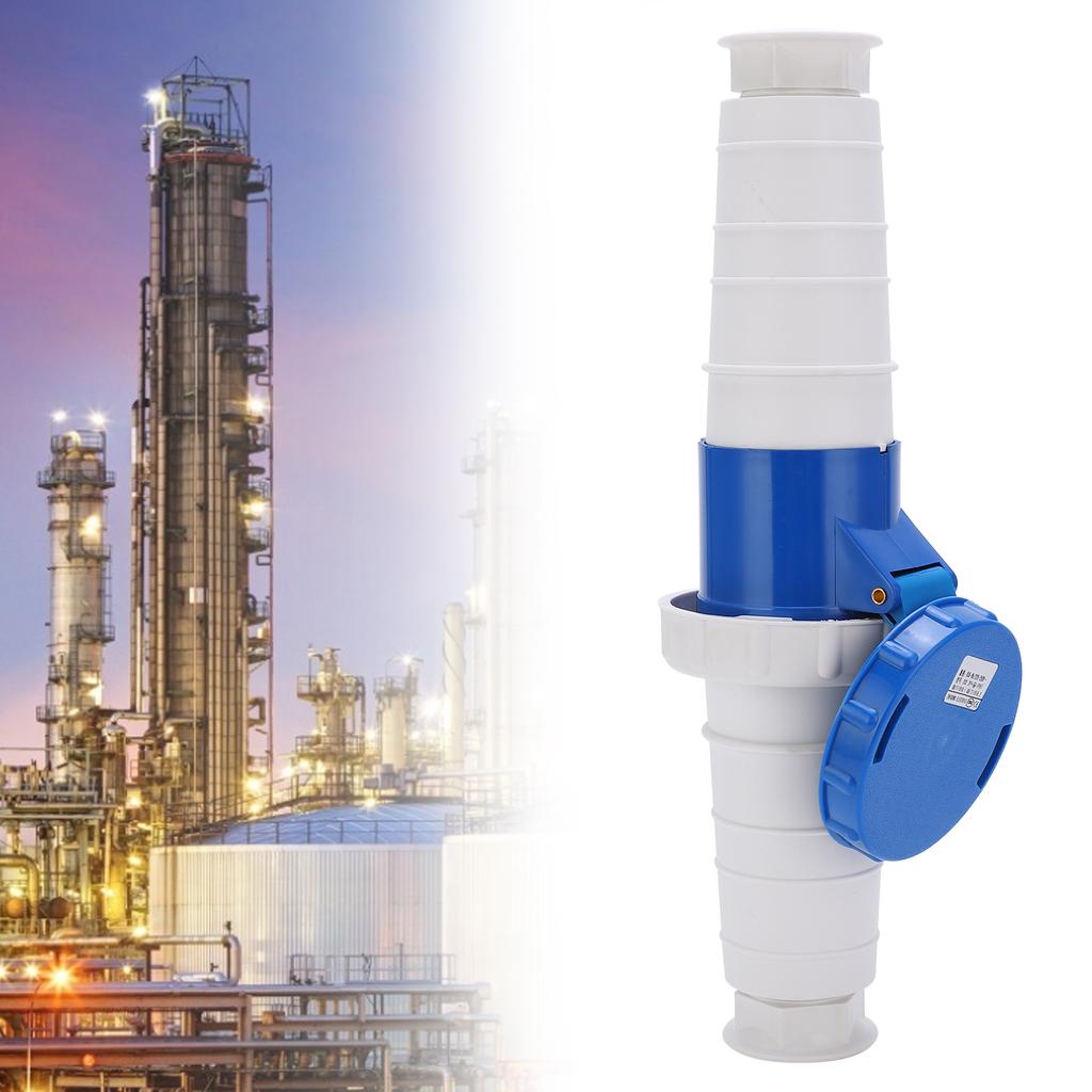 Industrial Plug Connector Single Phase 3 Pin 220250V 2P+E IP67 Blue White for Oilfield Chemicals
