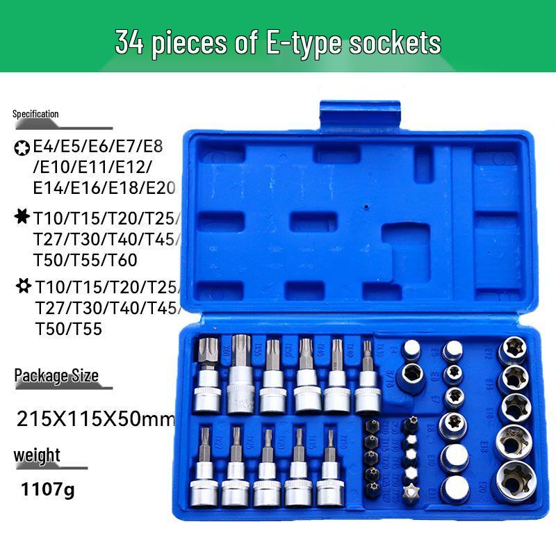34-Piece Imperial Socket Bit Set for Professional Mechanics and Auto Repair