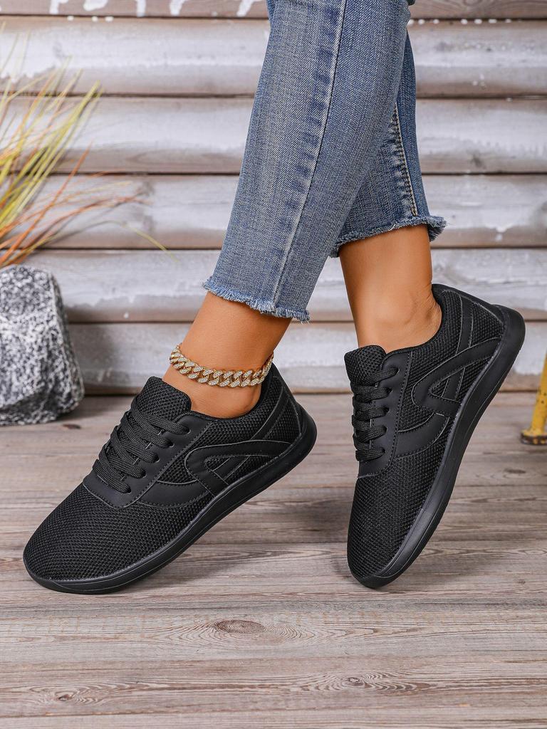 Wide Fit Women's Barefoot Mesh Sports Casual Shoes - Breathable, Low-Top, Lace-Up for Wide and Fat Feet