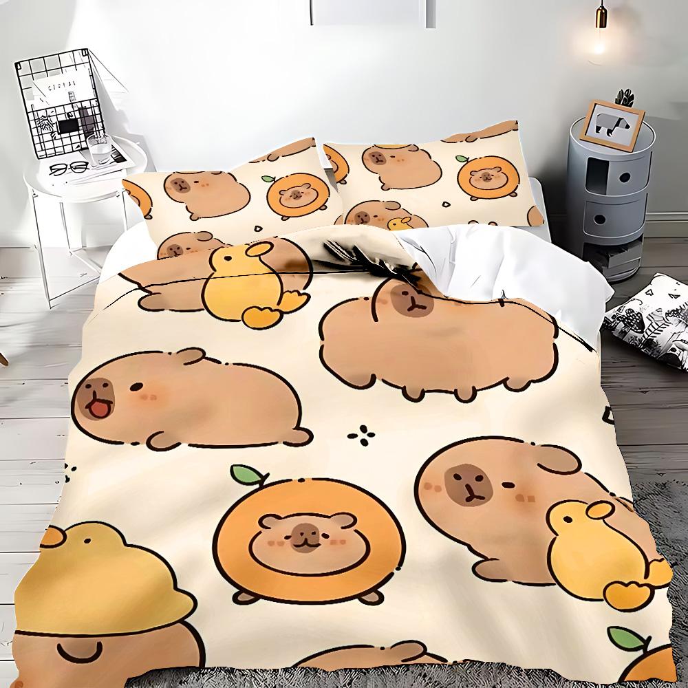 Roztomilý kreslený kapybara povlak na přikrývku povlak na polštář ložní souprava pro dospělé chlapce dívku dekorace do ložnice dětský dárek jednolůžkový dvoulůžkový velký rozměr