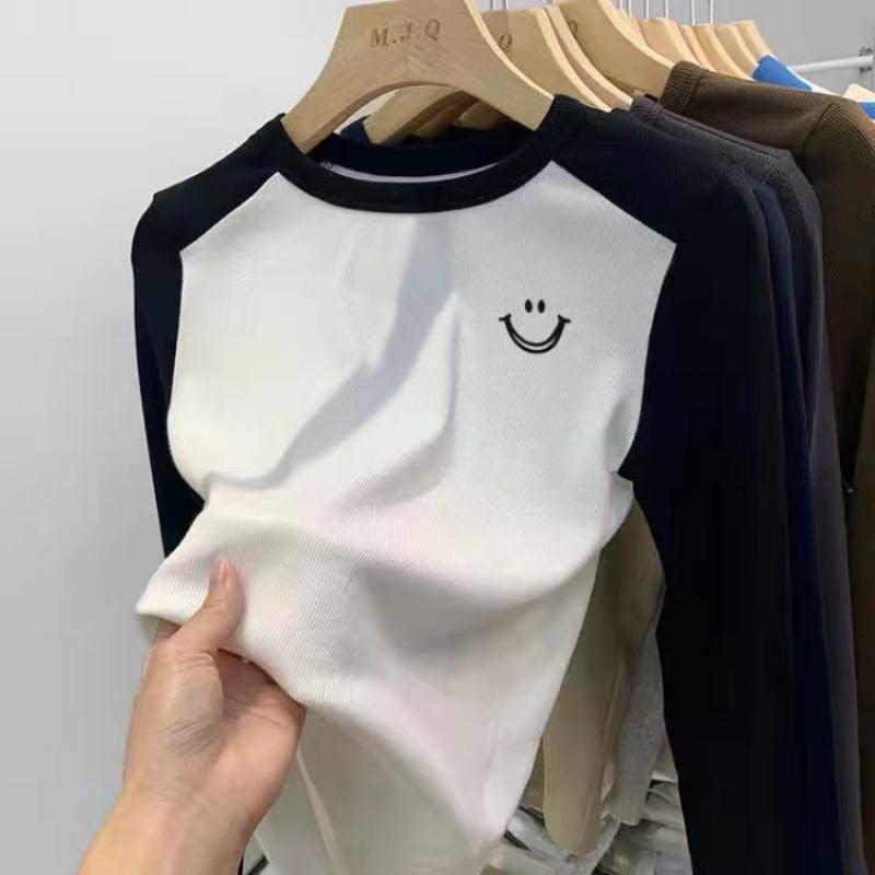 Girls Slim Fit Long Sleeve T Shirt Spring Autumn Middle Big Kids Student Cotton Base Layer Top Casual Children Clothes