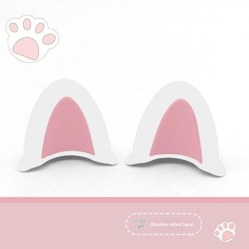 Soft ABS Bear Ear Helmet Decorations 1 Pair Adorable Appearance Easy to Install for Outdoor Riding Sports Helmets