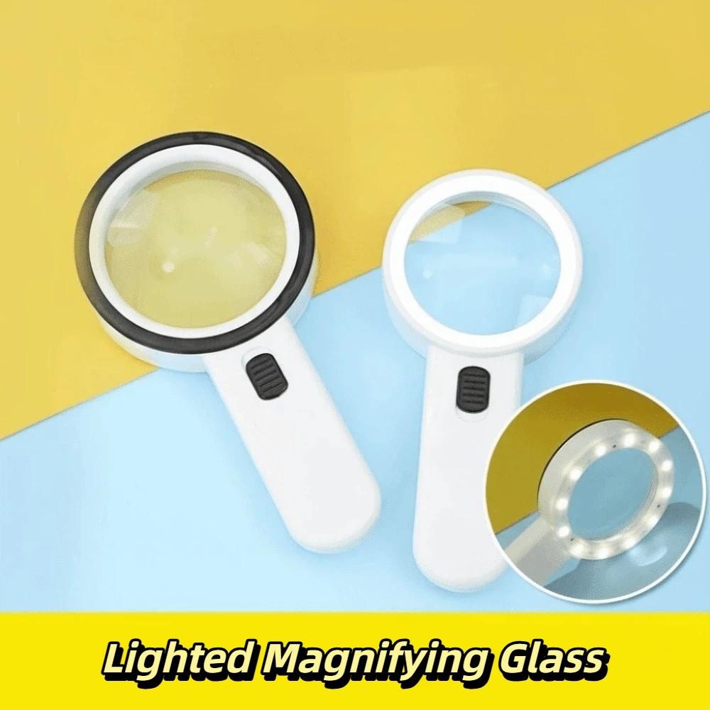 LED Light Lighted Magnifying Glass Illumination Illuminated Magnifier  Coins Inspection