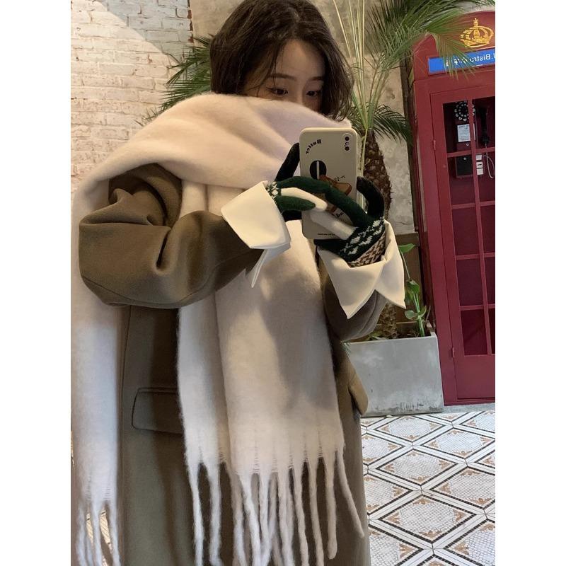 Fashion brand green plaid imitation cashmere scarf women's winter fringed thickened warm scarf high-grade student women
