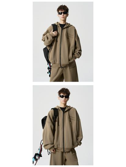 Unisex Heavyweight Trendy Sports Hoodie & Sweatshirt Two-Piece Set for Autumn