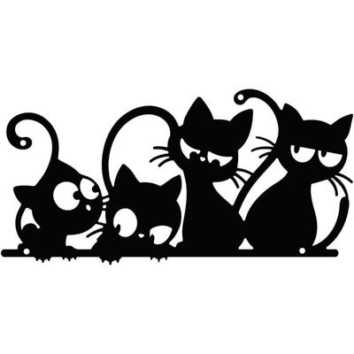 Minimalist Black Cat Metal Wall Art, Modern Hanging Decor for Living Room Bedroom Kitchen Garden