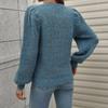 IHUASU Autumn and Winter Patchwork O-Neck Knit Women's Long Sleeve Pleated Loose Sweater