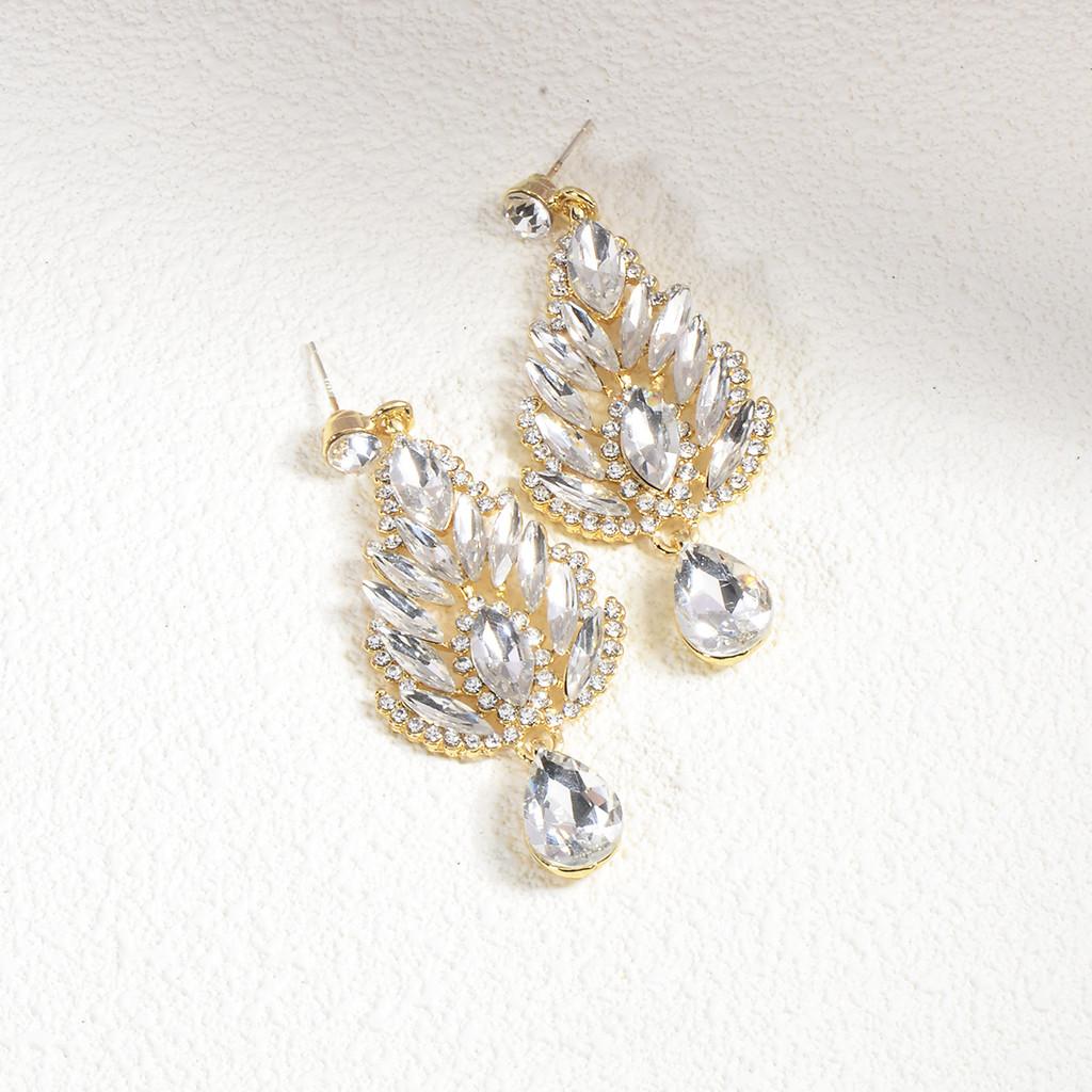Waterdrop Crystal Dangle Earrings With Finish For Wedding And Party Wear