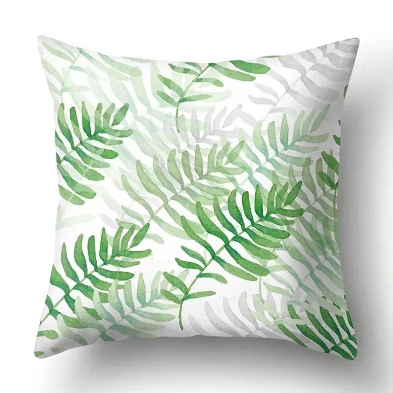 Watercolor Plant Leaf Print Pillow Cover Home Decoration Living Room Sofa Cushion Cover Bedroom Room Decoration 45x45cm
