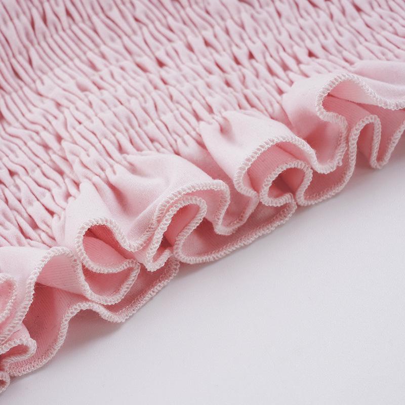 Spicy Girl Pink Lace Patchwork Ruched V-Neck Base Shirt