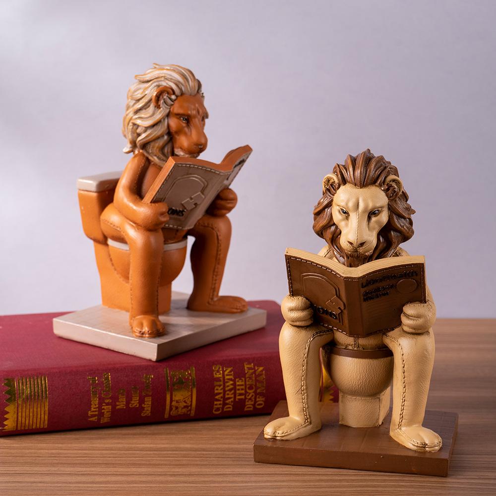 Kreative Löwen-Tierstatue Nordische Harz-Handwerkskunst, Künstlerische Schreibtisch-Dekorationsskulptur