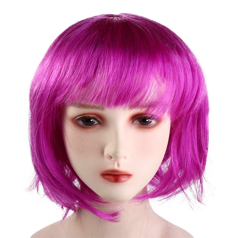 Funny Women Bobo Wig Pink Short Straight Hair Cosplay Party Bob Hair  Makeup Party