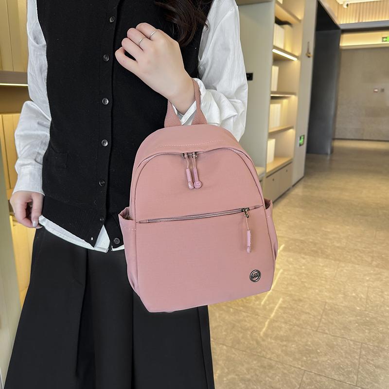 Casual Women's Backpack Lightweight Spring New Style Artistic Pure Color Travel Nylon Street Trend Breathable Small Size Backpack