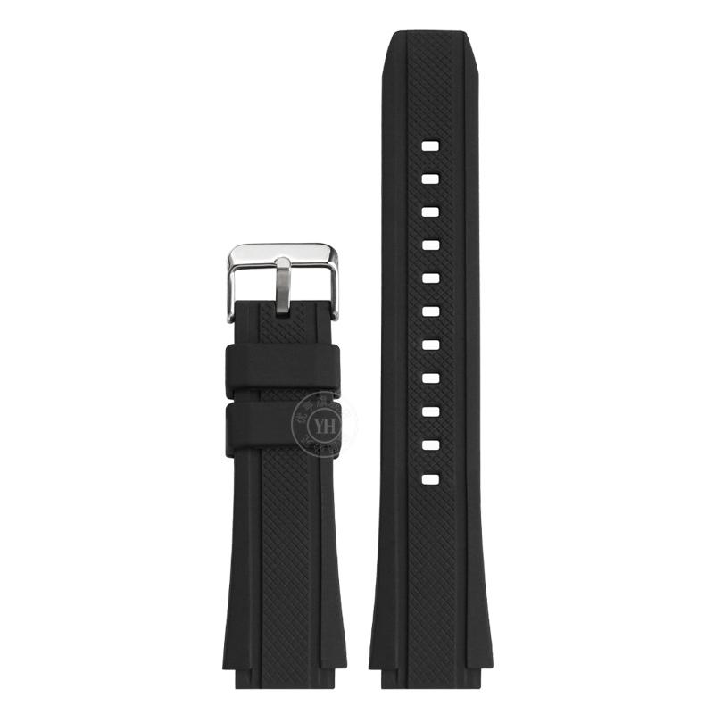 Silikon-Gummi Sport-Uhrenarmband für Casio 5119 Edifice EF-552 Armband EF-552D-1A Herrenarmband Edelstahl-Schnalle Schwarz 20mm